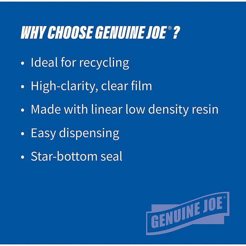 Genuine Joe Clear Can Liners, 16 Gal, 0.6 Mil, 24 x 33 in, 500/Box