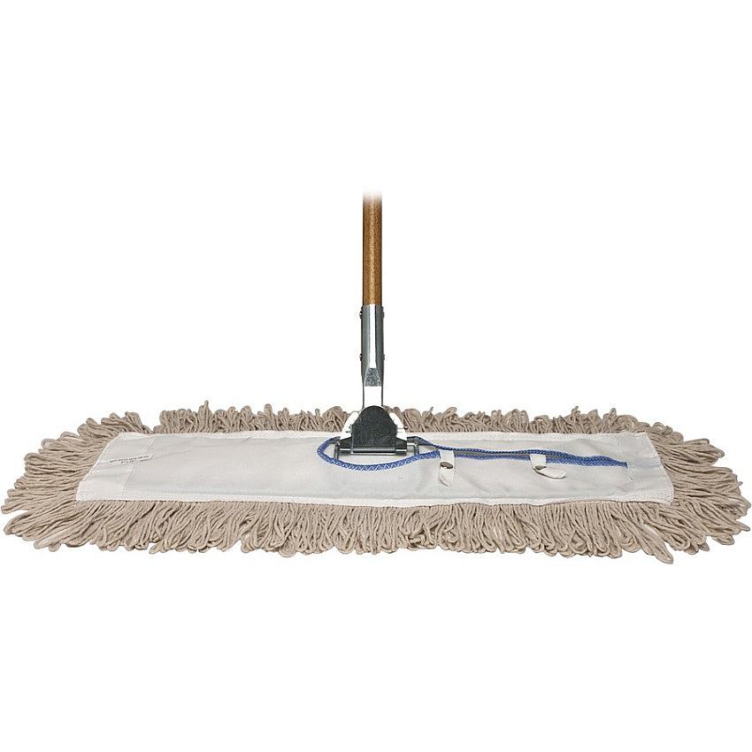 Genuine Joe Dust Mop Combo, 24 in Cotton Head, Frame and 60 in Wood Handle
