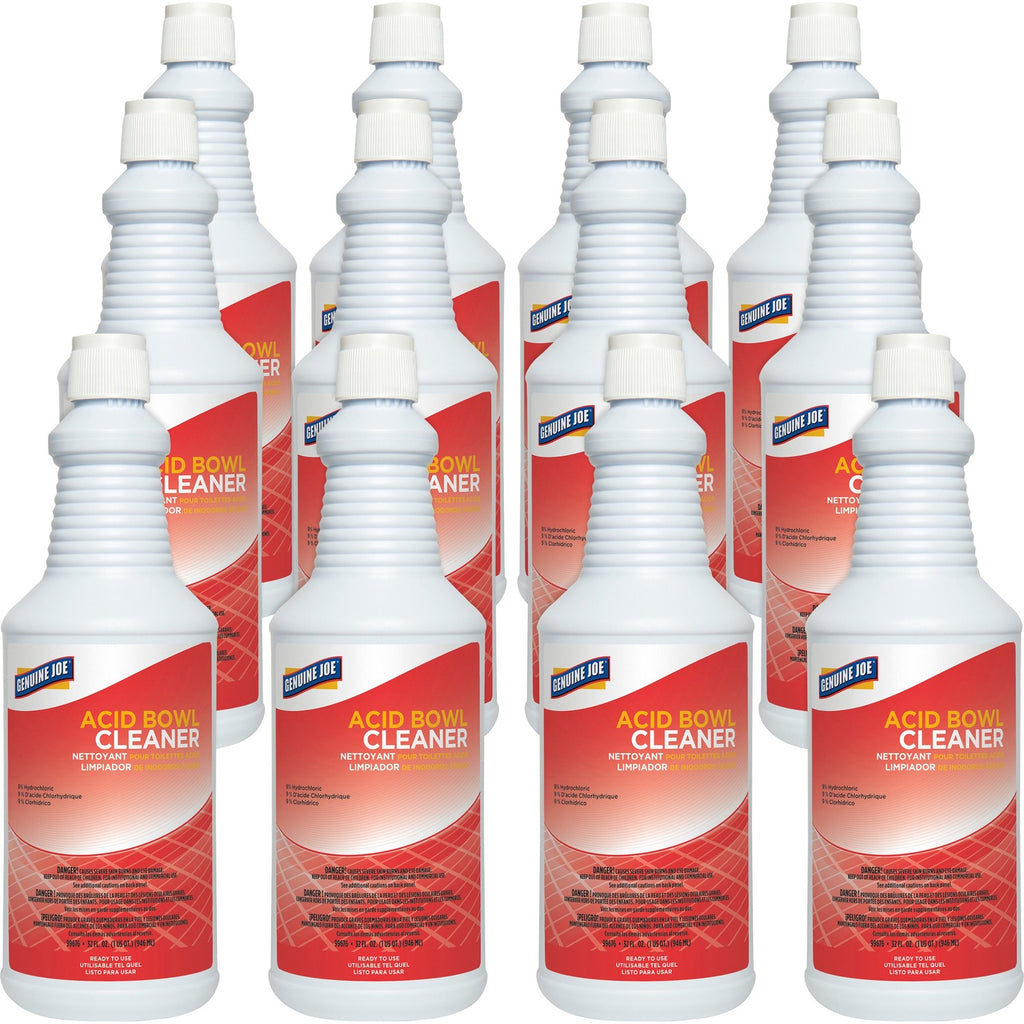 Genuine Joe Acid Bowl Cleaner, Ready-to-Use, 32 oz, 12/Case
