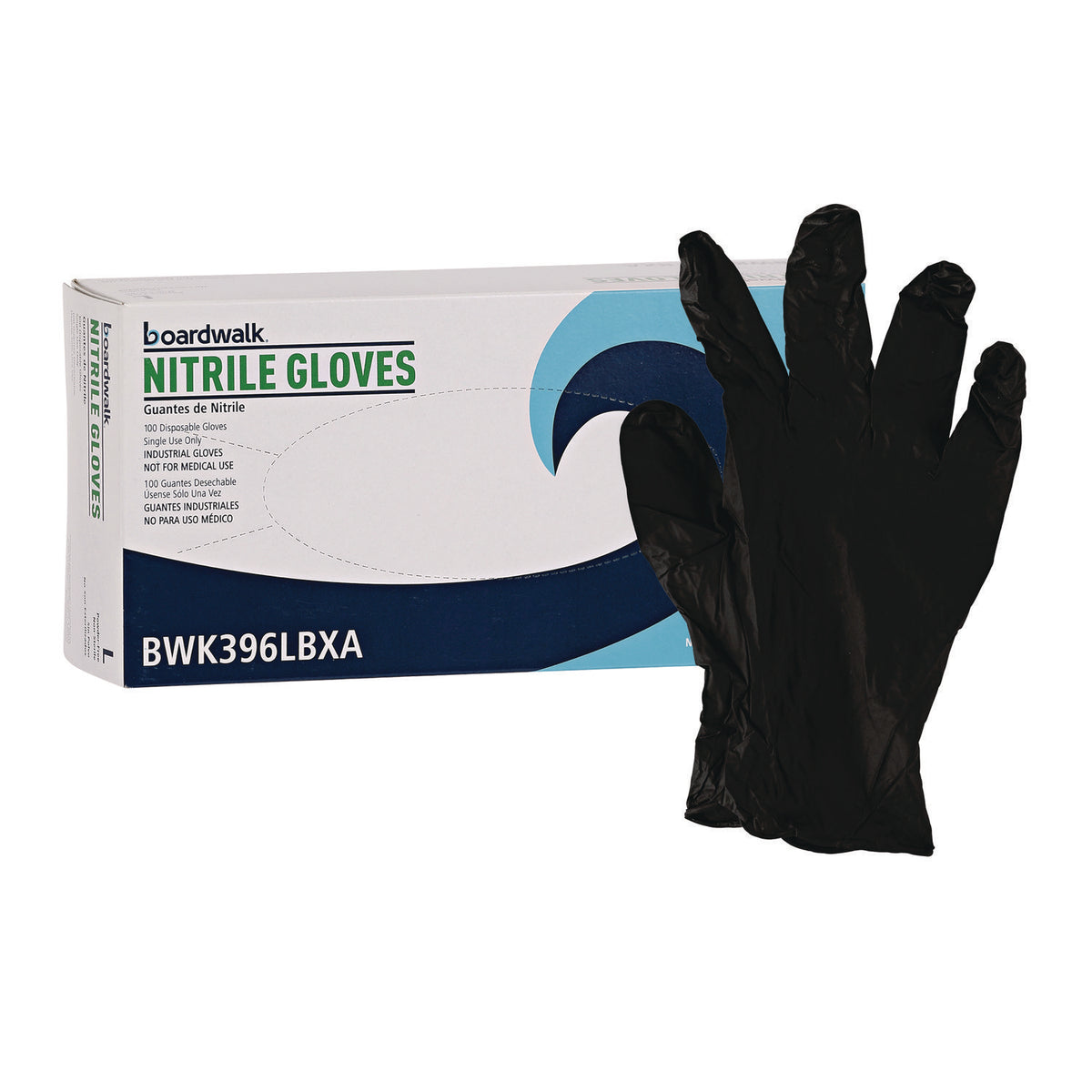Boardwalk 396 black nitrile gloves, box of 100