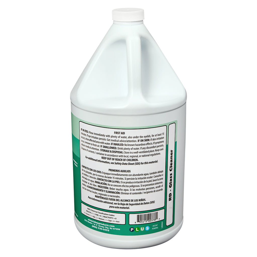 RD glass cleaner jug, side label