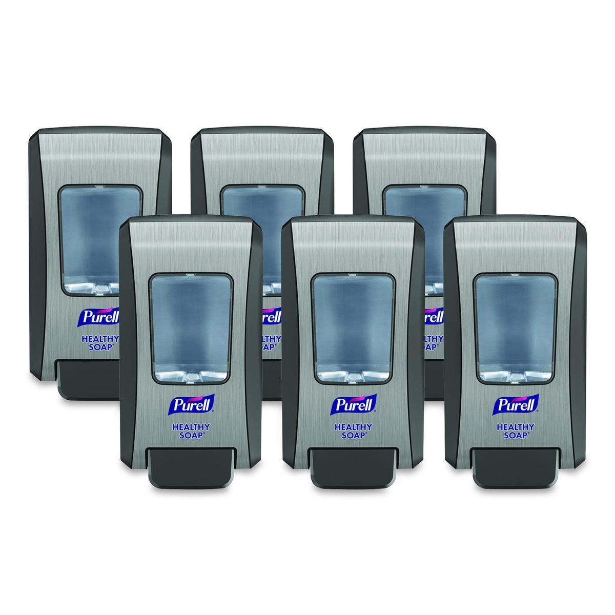 PURELL FMX-20 push-style foam soap dispensers, graphite, carton of 6