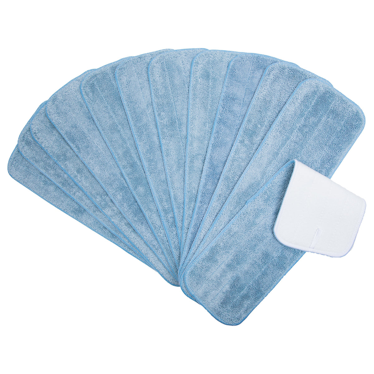Hospeco Microfiber Flat Wet Mop Pads, 18 in, Blue, 12/Pack