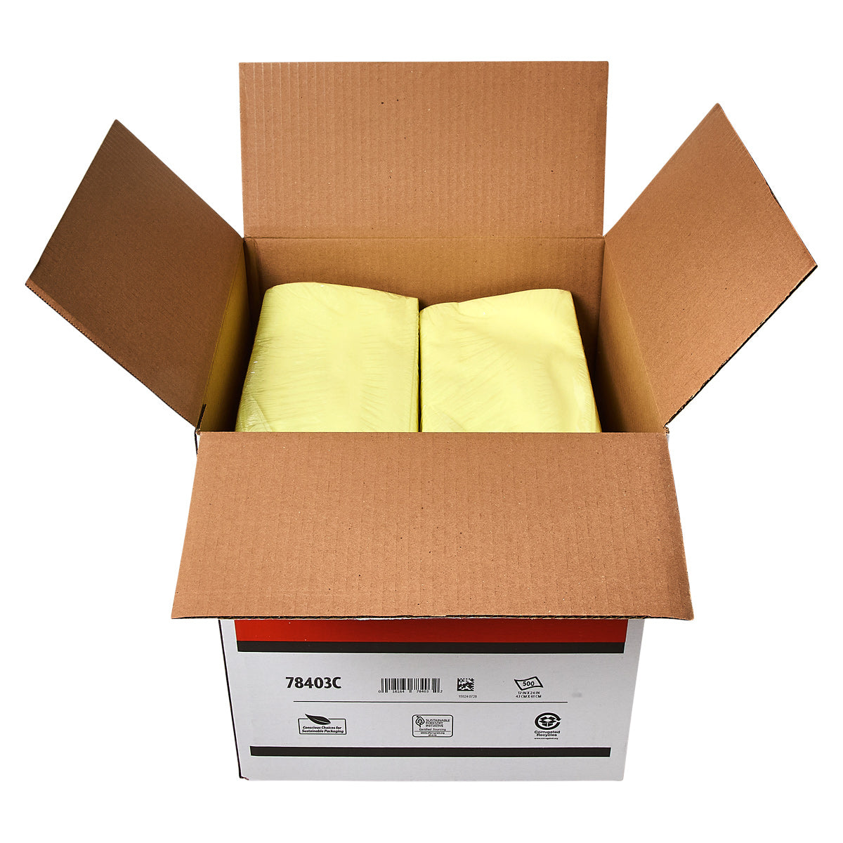 Open case of treated dust cloths