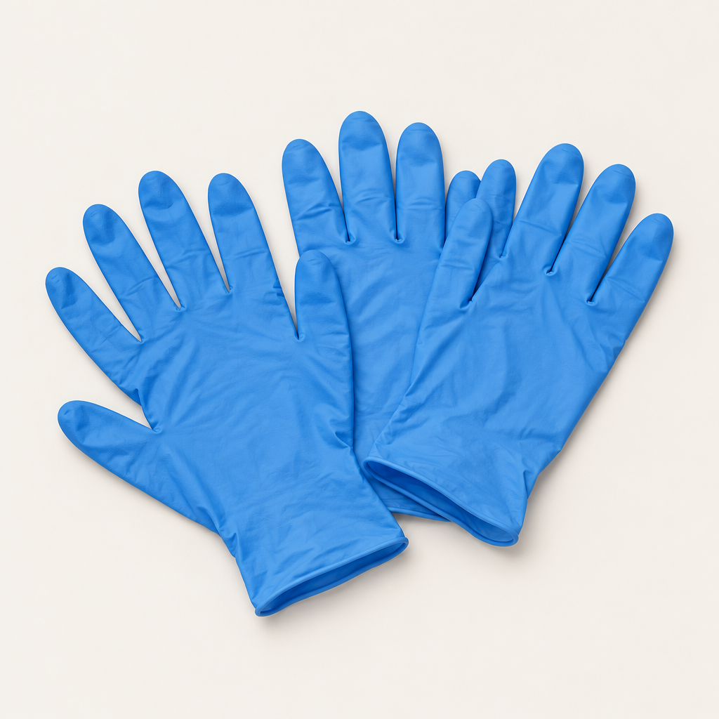 Blue powder-free nitrile examination gloves