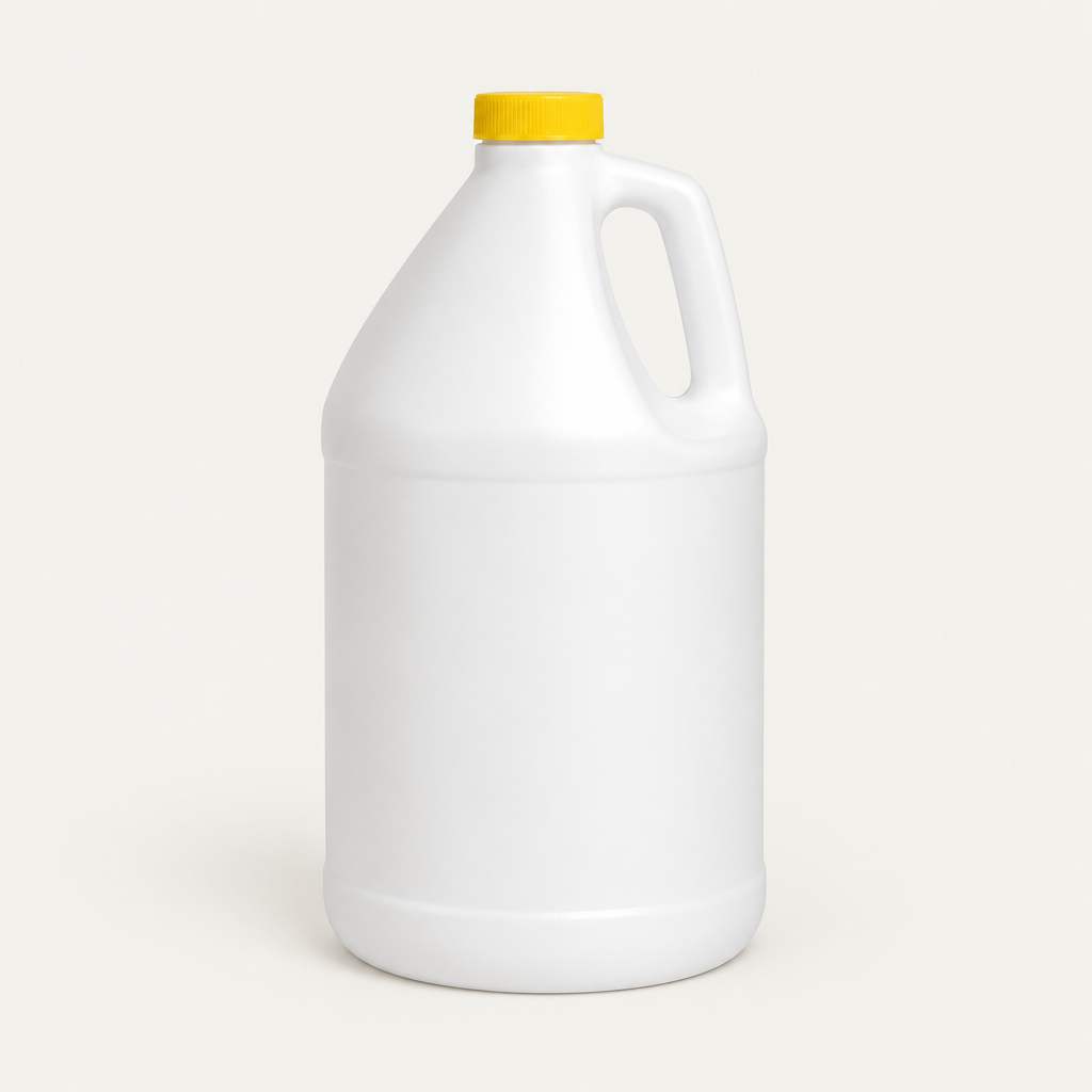 One gallon industrial jug with handle and yellow cap