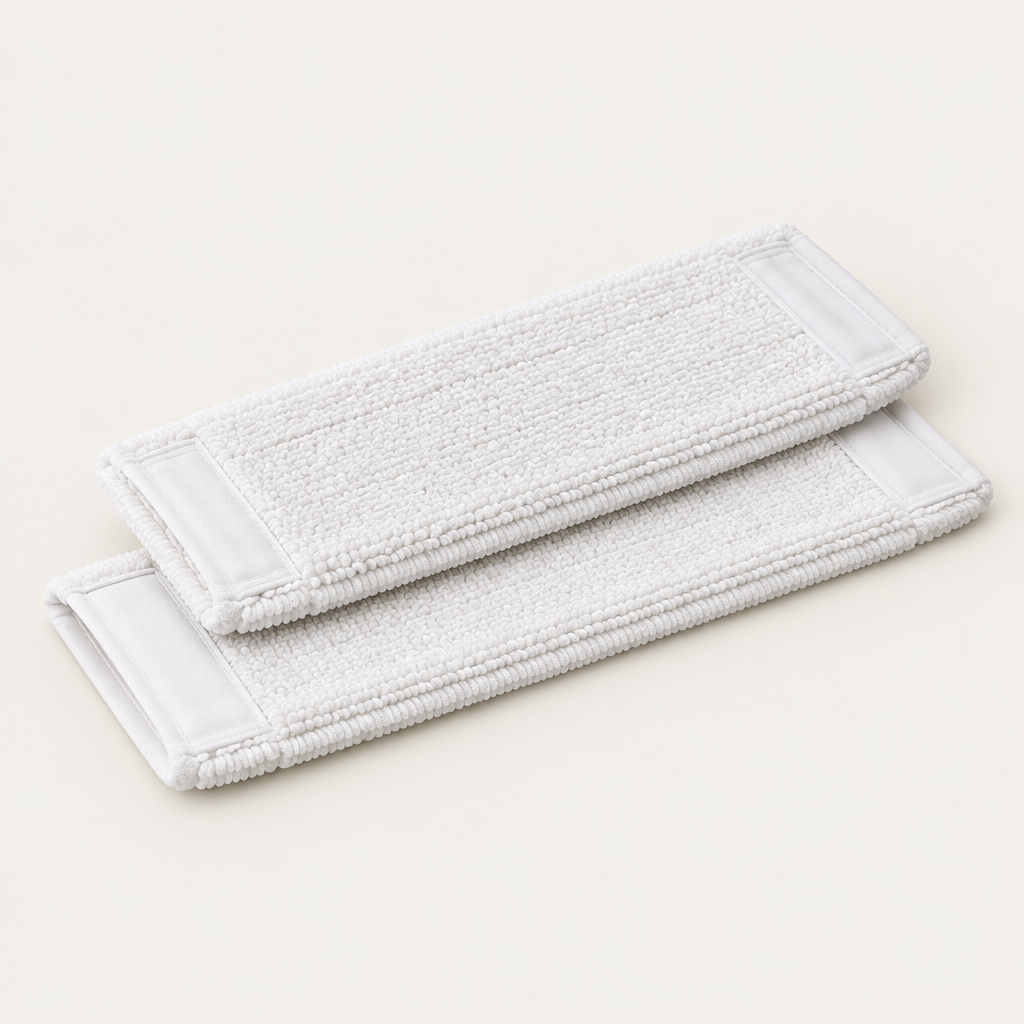 White microfiber flat mop pads