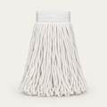 White cotton cut-end wet mop head with headband