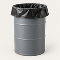 Oversized black liner cuffed over a 55 gallon drum