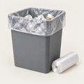 Clear liner in a square container with contents visible through the film